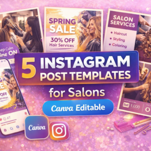 15 Instagram Post Templates for Salons (Canva Editable)