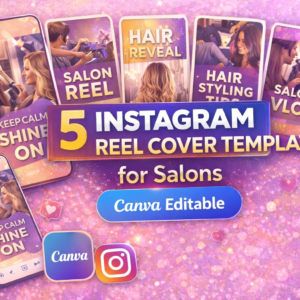 5 Instagram Reel Cover Templates for Salons (Canva Editable)